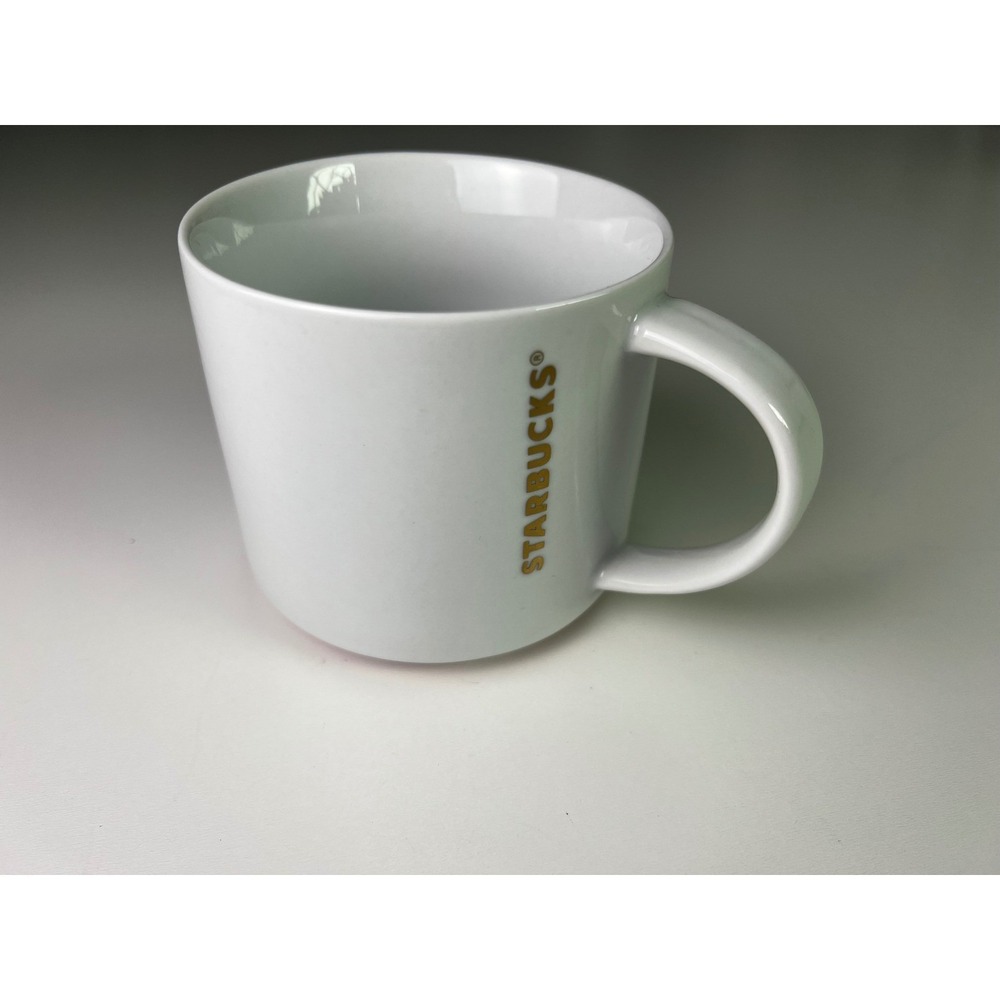 Starbucks White Gold Ceramic Mug 16 oz Coffee Tea‎ Cup Drinkware 2012 NWT